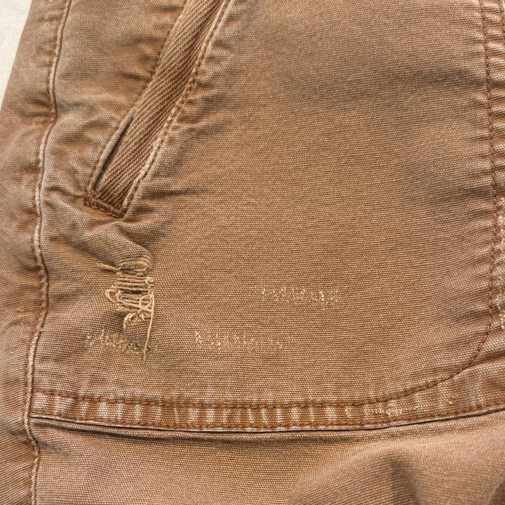 Pilcro Anthropologie Wide Leg Flare Utility Pants Brown Ochre Raw Hem Boho - Picture 11 of 12